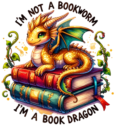 Book Dragon not Book Worm DTF (direct-to-film) Transfer
