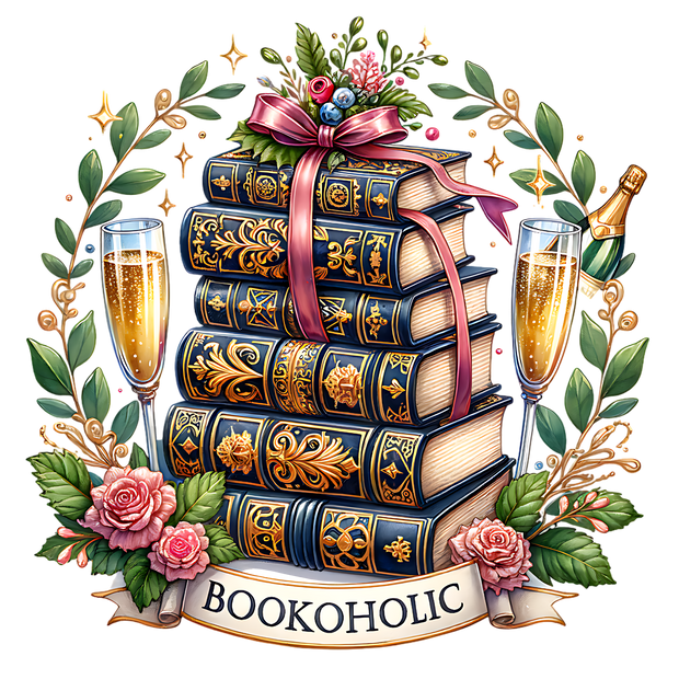 Bookoholic Champagne DTF (direct-to-film) Transfer