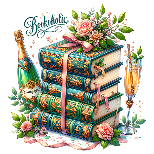 Bookoholic & Pink Bow DTF (direct-to-film) Transfer