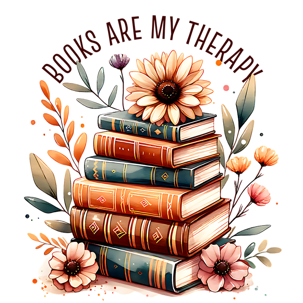 Books are my Therapy Floral DTF (direct-to-film) Transfer