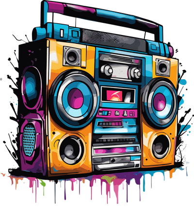 Boombox Color Drip DTF (direct-to-film) Transfer