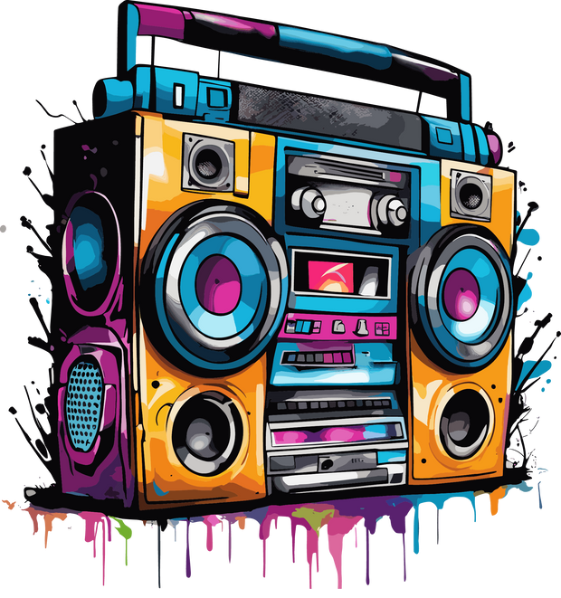 Boombox Color Drip DTF (direct-to-film) Transfer