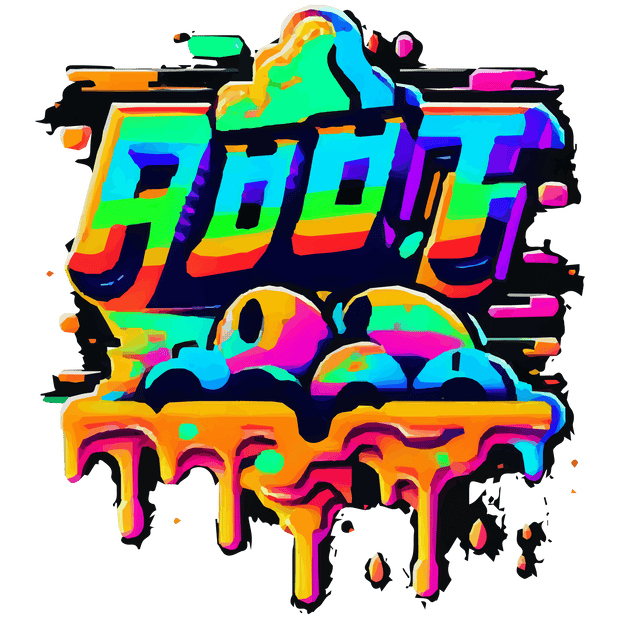 Boot in Blue & Green Color Drip DTF (direct-to-film) Transfer