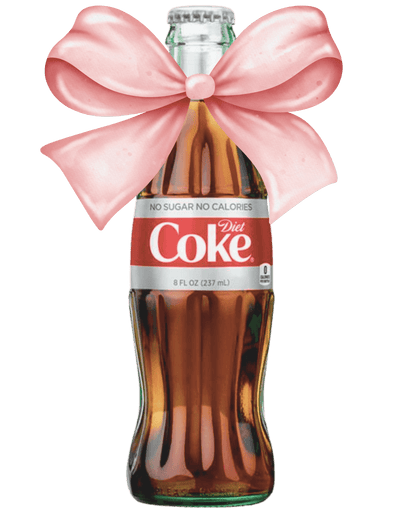 Bottle of Diet Coke & Pink Bow DTF (direct-to-film) Transfer