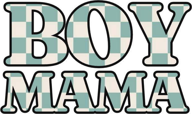 Boy Mama Blue and White Checkered DTF (direct-to-film) Transfer