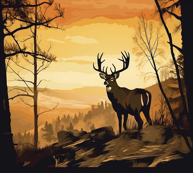 Buck With Woods Backdrop 6 UV-DTF 20 oz Skinny Tumbler Wrap