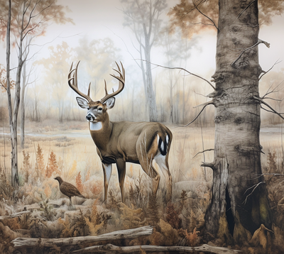 Buck With Woods Backdrop 9 UV-DTF 20 oz Skinny Tumbler Wrap