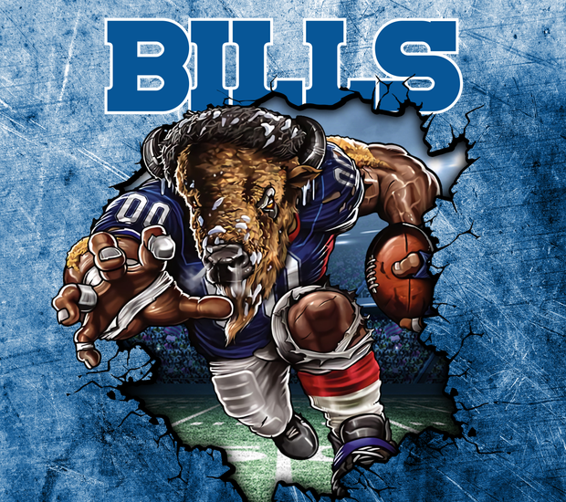 Buffalo Bills With Animated Football Player UV-DTF 20 oz Skinny Tumbler Wrap