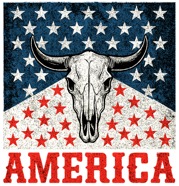 Bull Skull America DTF (direct-to-film) Transfer