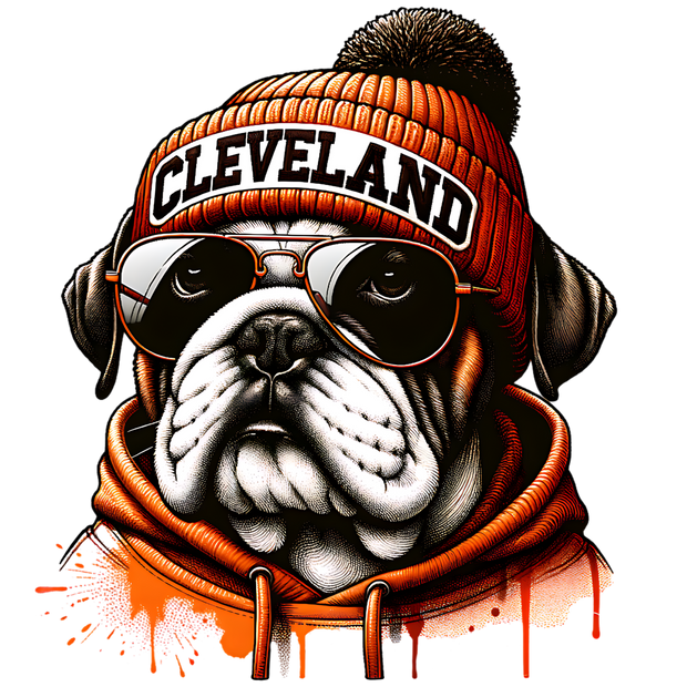 Bulldog in Cleveland Beanie DTF (direct-to-film) Transfer