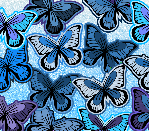 Butterflies In Blue Hues 3 UV-DTF 20 oz Skinny Tumbler Wrap