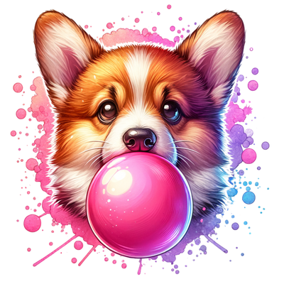 CORGI BLOWING BUBBLE DTF (direct-to-film) Transfer