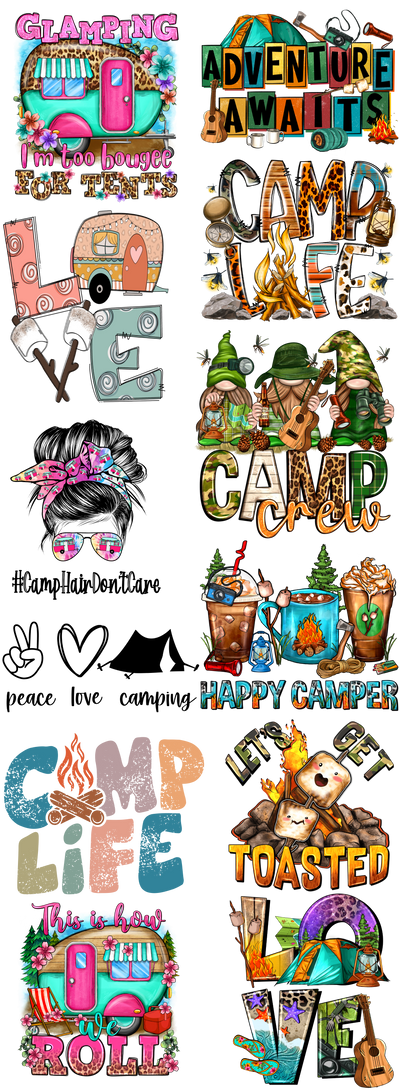 Camping Adventures 1 60x22" DTF Ready to Ship Gang Sheet