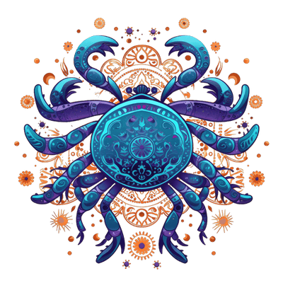 Cancer Crab Zodiac Blue DTF (direct-to-film) Transfer