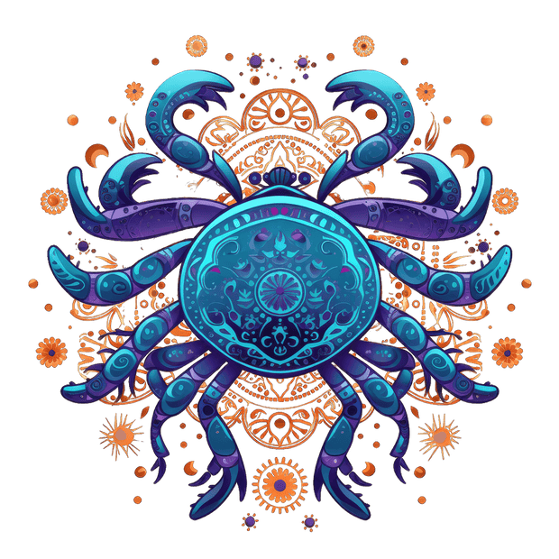 Cancer Crab Zodiac Blue DTF (direct-to-film) Transfer