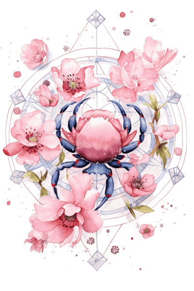 Cancer Floral Pink Spider DTF (direct-to-film) Transfer