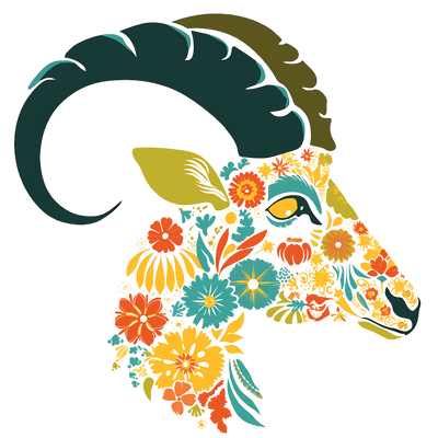 Capricorn Floral Animal DTF (direct-to-film) Transfer