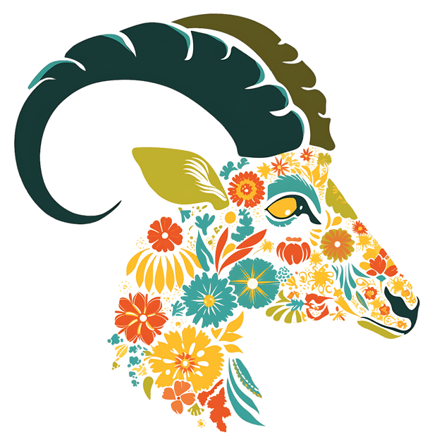 Capricorn Floral Animal DTF (direct-to-film) Transfer