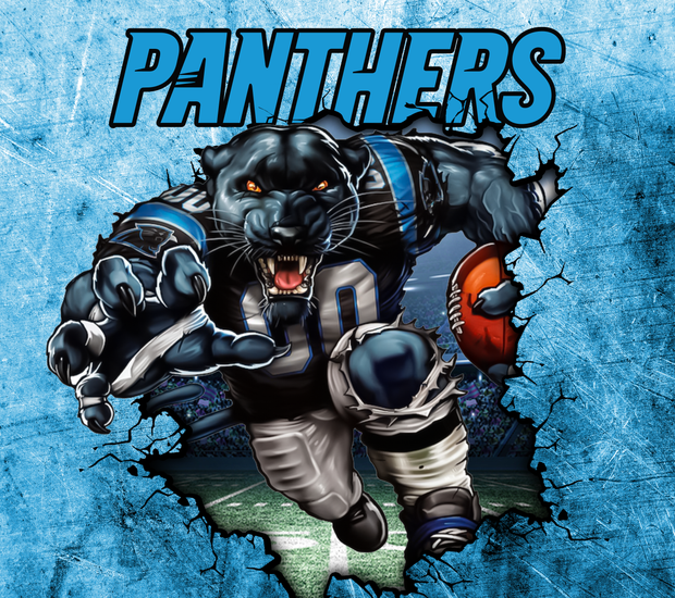 Carolina Panthers With Animated Football Player UV-DTF 20 oz Skinny Tumbler Wrap