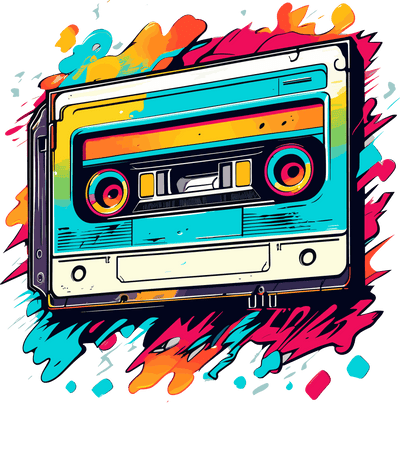 Cassette Tape Color Drip DTF (direct-to-film) Transfer