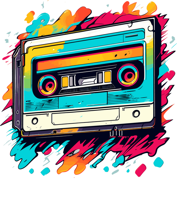 Cassette Tape Color Drip DTF (direct-to-film) Transfer