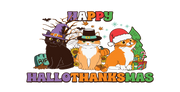 Cat Happy Hallothanksmas- Cat Halloween-Cat Pumpkin Fall-Cat  Christmas 16oz UV DTF Libby Cup Wrap