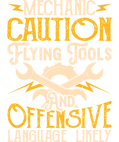 Caution Offensive in Yellow DTF (direct-to-film) Transfer