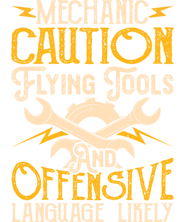 Caution Offensive in Yellow DTF (direct-to-film) Transfer