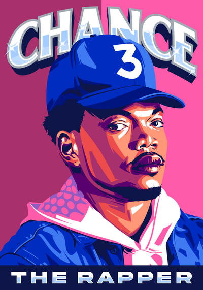 Chance 3 The Rapper in Blue DTF (direct-to-film) Transfer