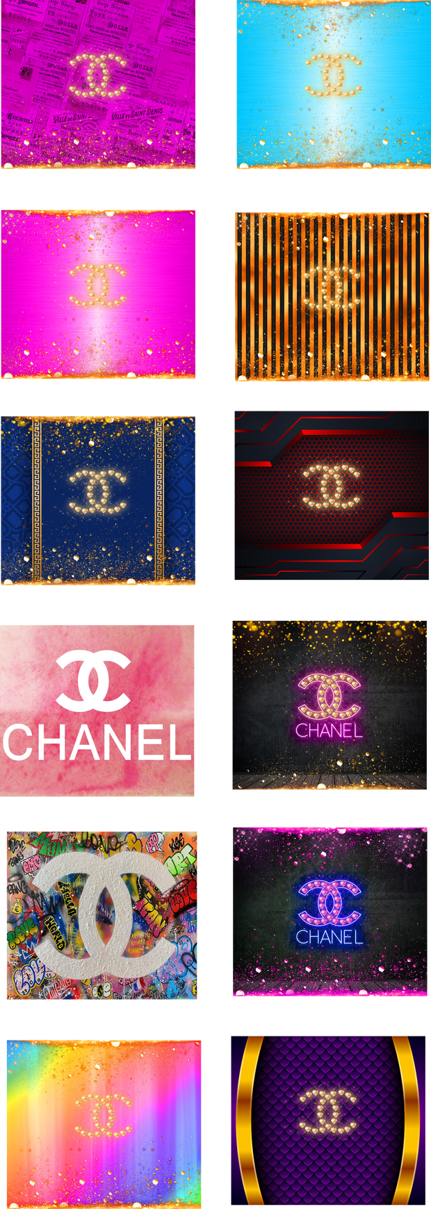 Chanel UV DTF Wrap Bundle for 20 oz Skinny Tumbler