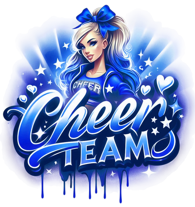 Cheer Team Airbrushed 12 Blue DTF (direct-to-film) Transfer