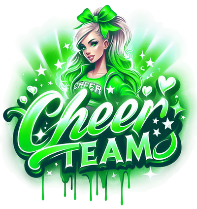 Cheer Team Airbrushed 12 Green DTF (direct-to-film) Transfer