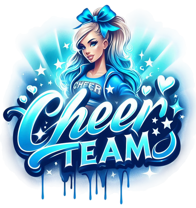 Cheer Team Airbrushed 12 Light Blue DTF (direct-to-film) Transfer