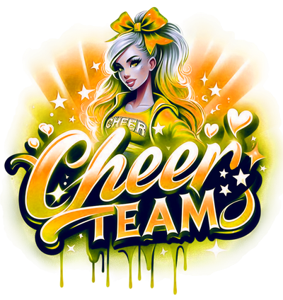 Cheer Team Airbrushed 12 Orange DTF (direct-to-film) Transfer