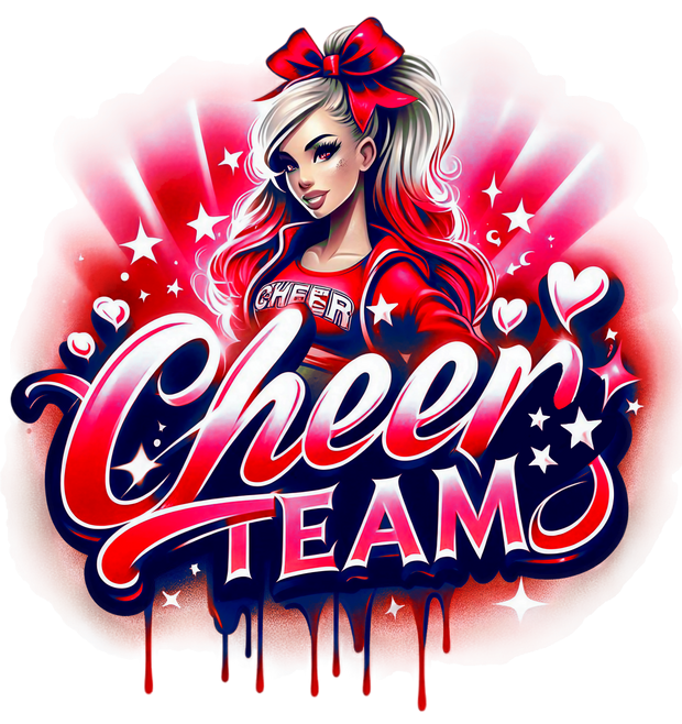 Cheer Team Airbrushed 12 Red DTF (direct-to-film) Transfer