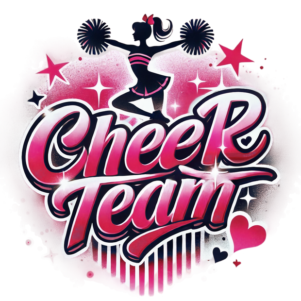 Cheer Team Airbrushed 14 Maroon DTF (direct-to-film) Transfer