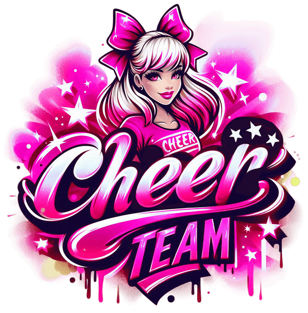 Cheer Team Airbrushed 1 Pink DTF (direct-to-film) Transfer