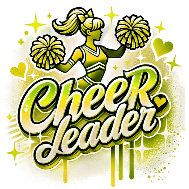 Cheerleader Airbrushed 10 Yellow DTF (direct-to-film) Transfer