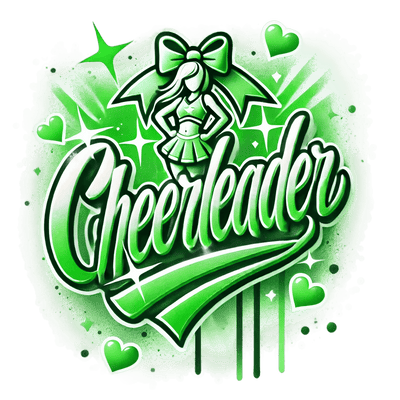 Cheerleader Airbrushed 13 Green DTF (direct-to-film) Transfer