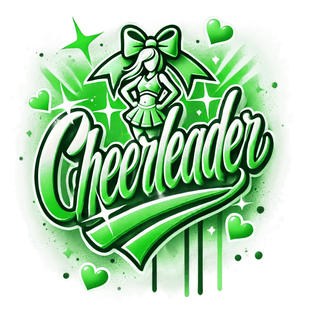 Cheerleader Airbrushed 13 Green DTF (direct-to-film) Transfer