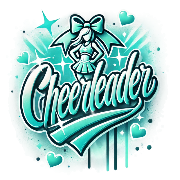 Cheerleader Airbrushed 13 Mint DTF (direct-to-film) Transfer