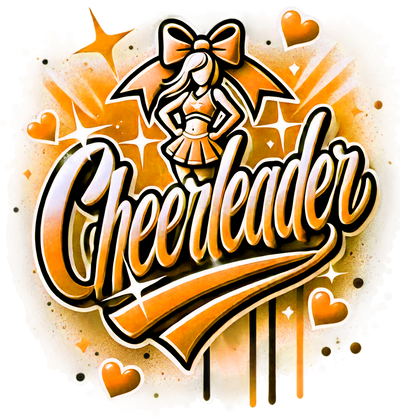 Cheerleader Airbrushed 13 Orange DTF (direct-to-film) Transfer