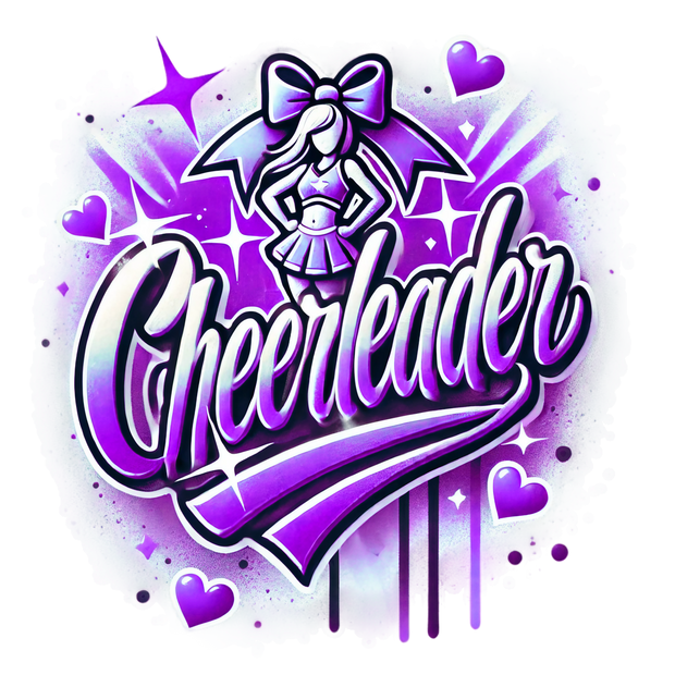 Cheerleader Airbrushed 13 Purple DTF (direct-to-film) Transfer