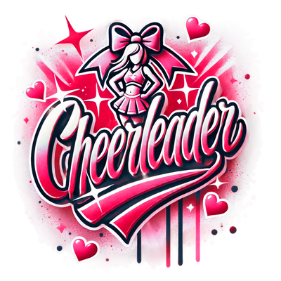 Cheerleader Airbrushed 13 Red DTF (direct-to-film) Transfer