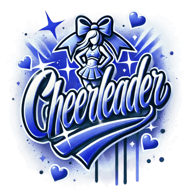 Cheerleader Airbrushed 20 Blue DTF (direct-to-film) Transfer