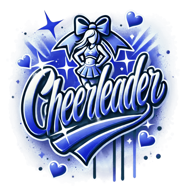 Cheerleader Airbrushed 20 Blue DTF (direct-to-film) Transfer