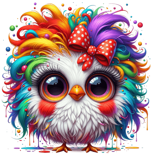 Chicken With Rainbow Colored Eyes DTF (direct-to-film) Transfer