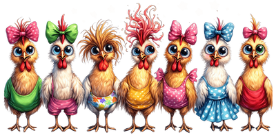 Chickens in Swim Suits DTF (direct-to-film) Transfer