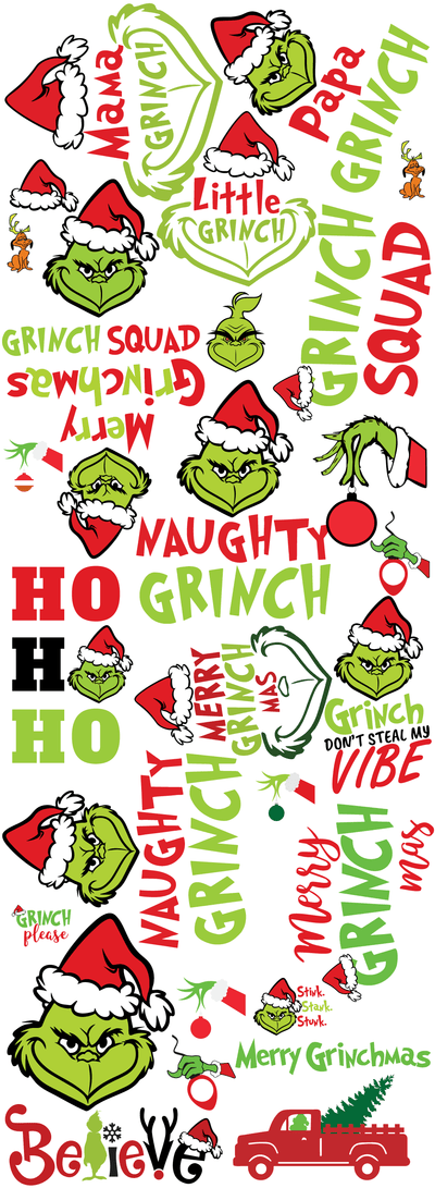 Grinch Christmas Print 4 Gang Sheet 22"x60" - Twisted Image Transfers