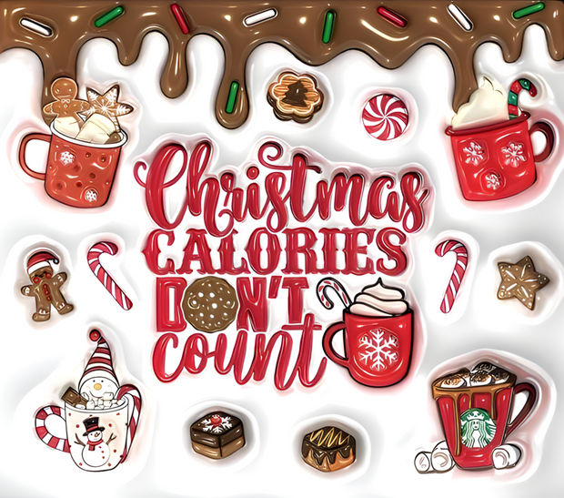 Christmas Calories Don't Count Chocolate 20 oz Skinny Tumbler Wrap